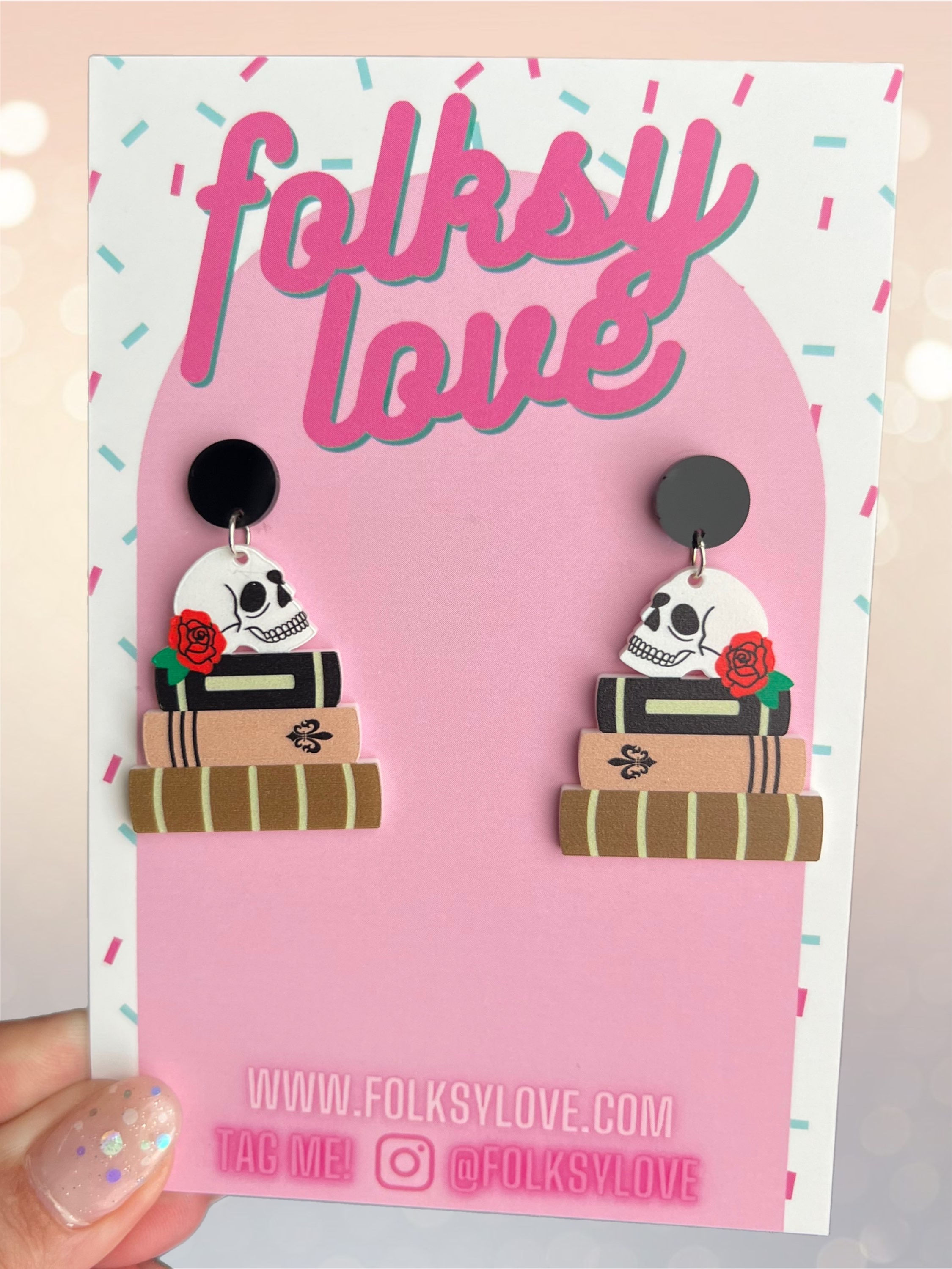 Spooky book acrylic earrings