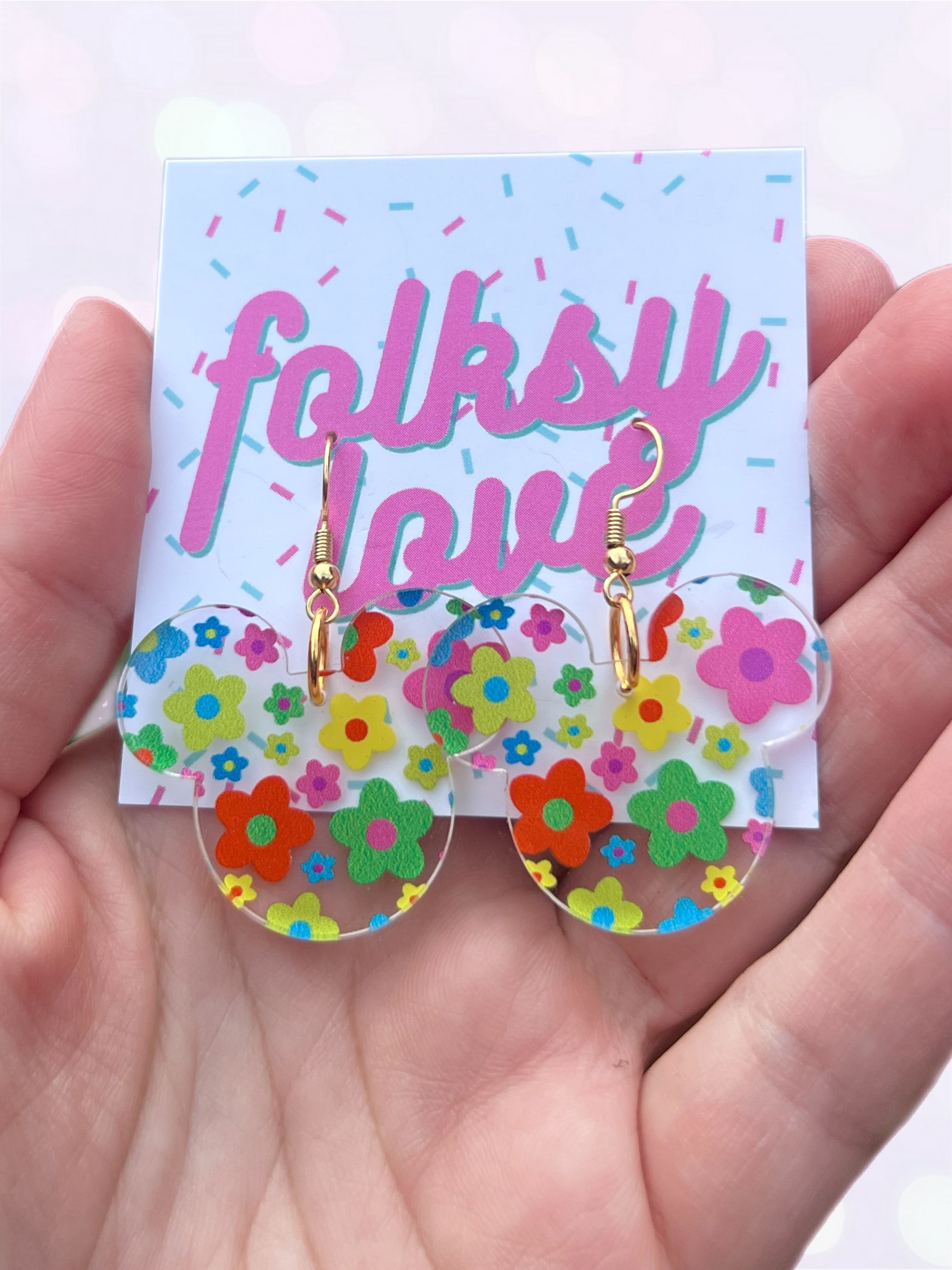 Choice of patterned mouse acrylic earrings 