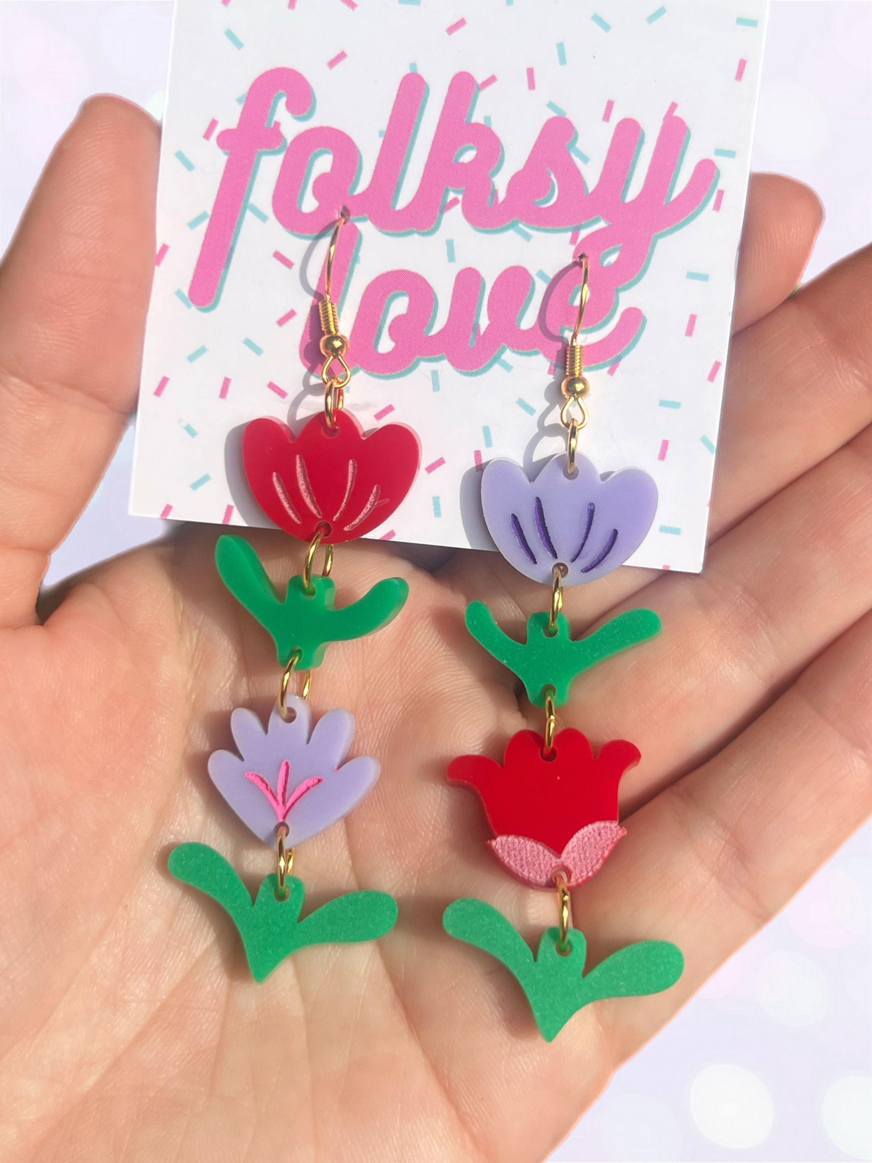 Tulip stack acrylic earrings 