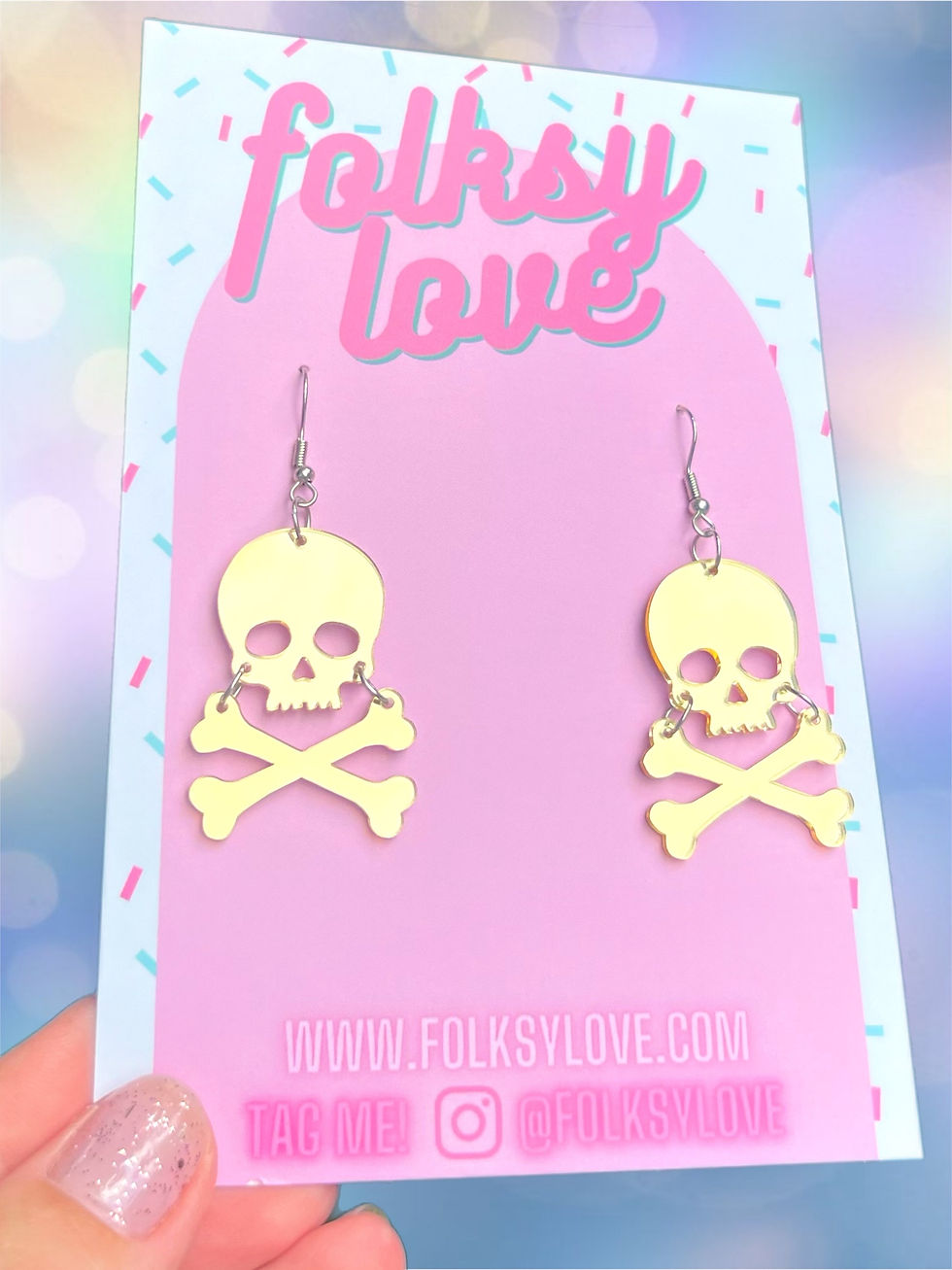 Thumbnail: Choice of skull and cross bones acrylic earrings 