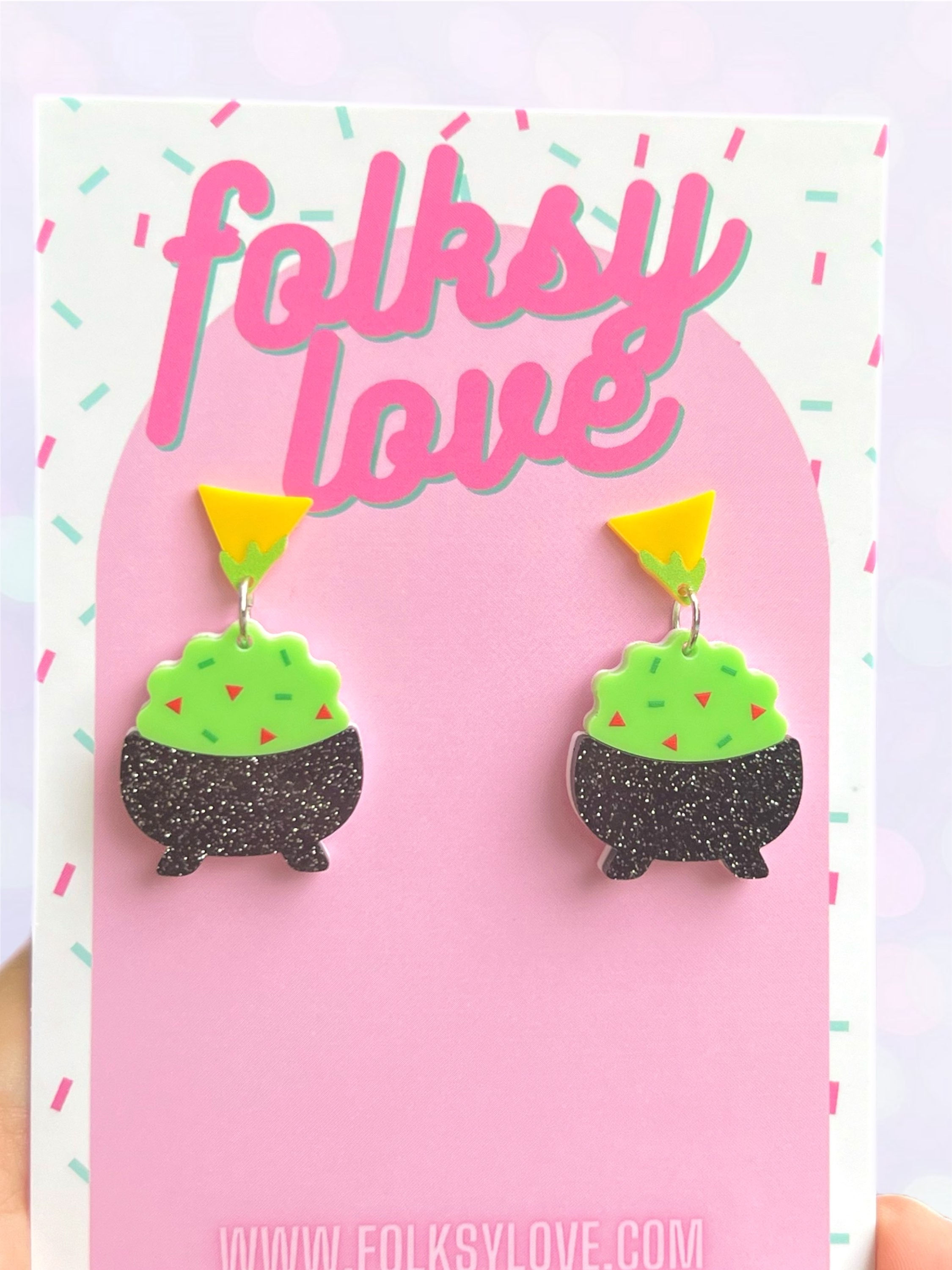 Chips and guacamole acrylic earrings 