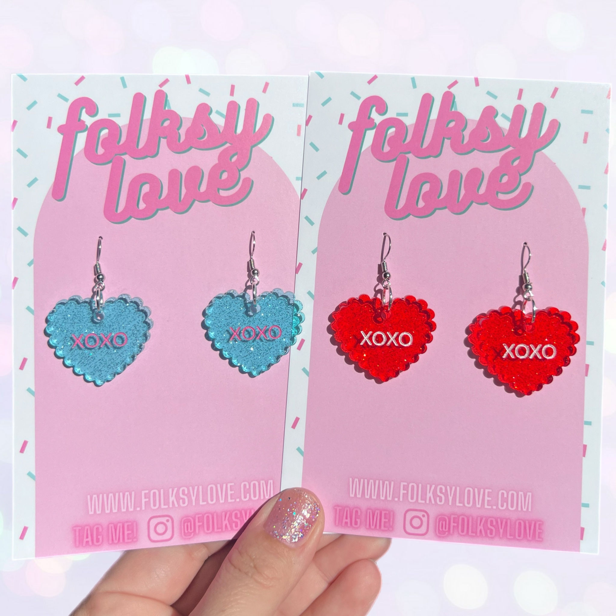XOXO Conversation heart acrylic earrings 