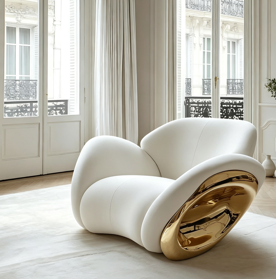 Ivory Eclipse Sculptural Lounge Chair