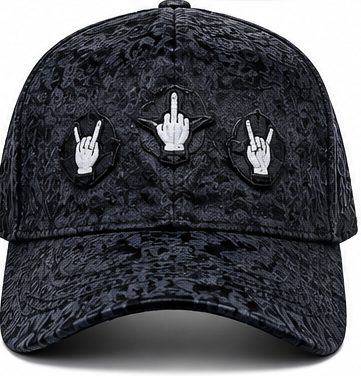 Black Embossed Hand Hat