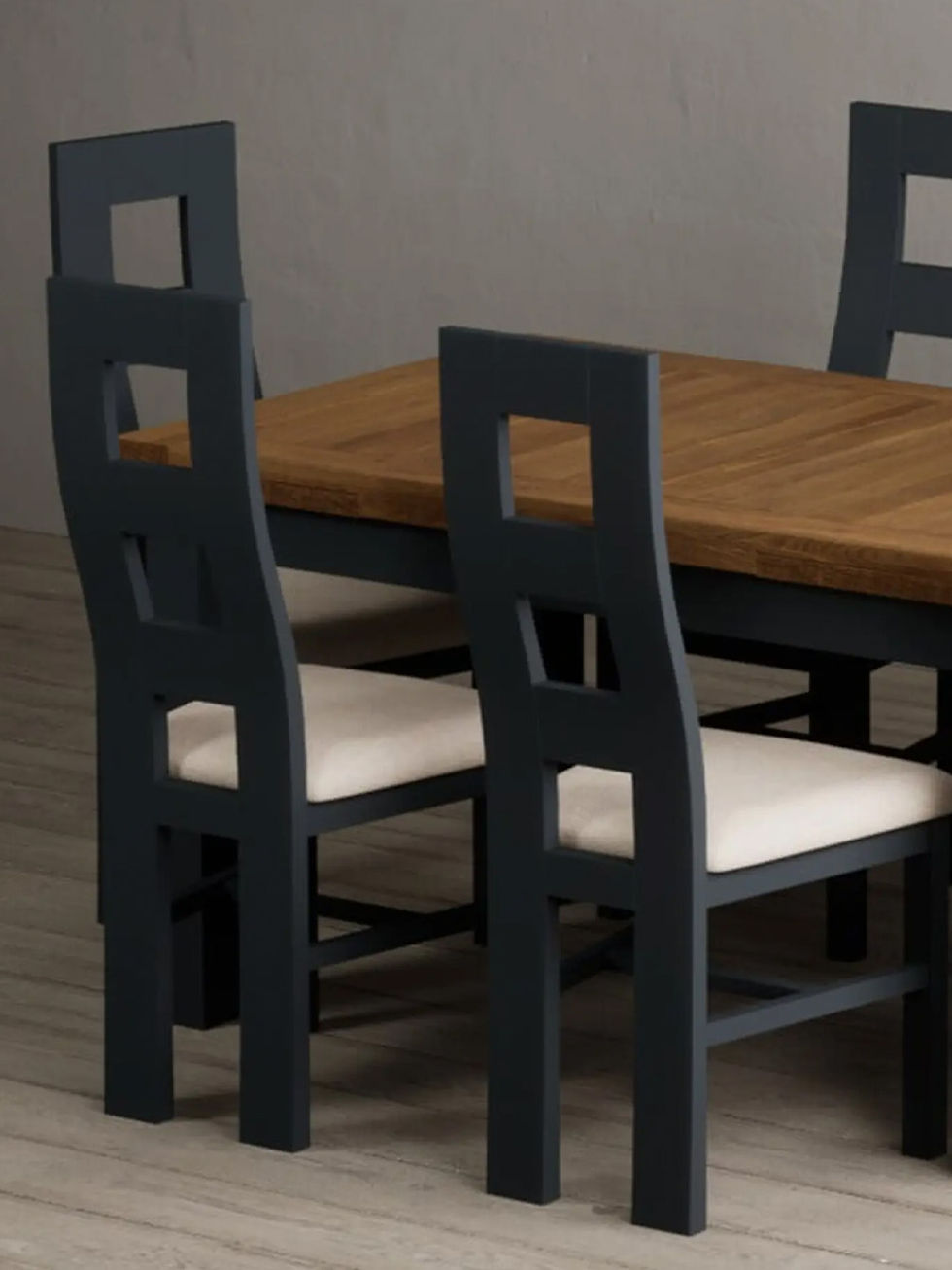 Thumbnail: Dark Blue Flow Back Dining Chairs (Pair)