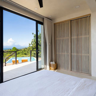 Master bedroom with ocean view in Pavones luxury villa for sale