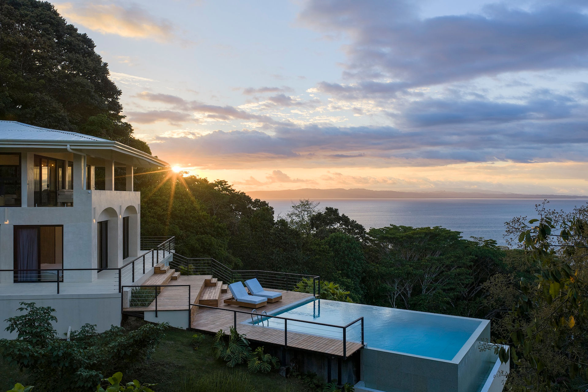 Sunset over Golfo Dulce from luxury villa in Pavones Costa Rica