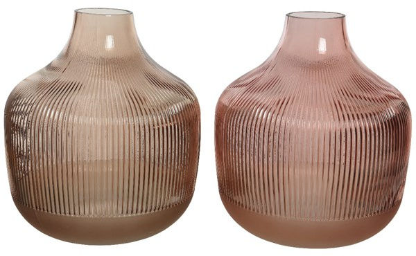 Miniatura: Ribbed Glass Vases 23cm
