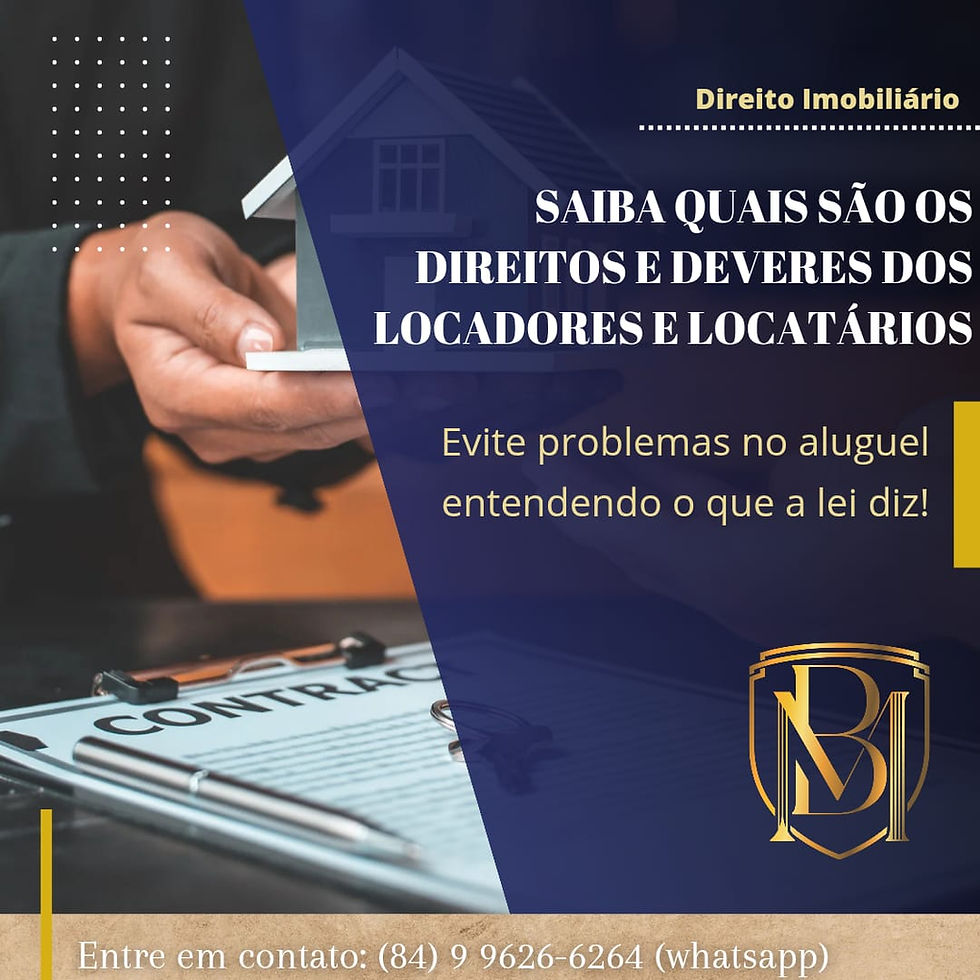 Imagem com texto em destaque: Saiba os direitos e deveres dos locadores e locatários