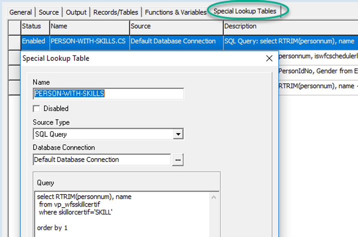 Special Lookup Tables Closeup Special Lookup Tables Closeup