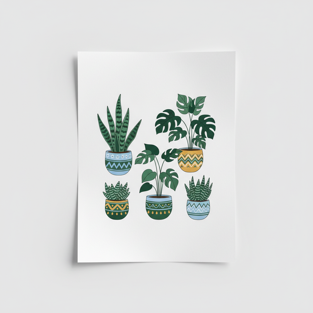 Whimsical Houseplant Illustration