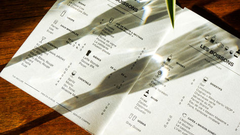 Un menu de restaurant crée par le collectif riviera agence de communication à toulon