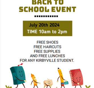 Back to School Event for Kirbyville students!!