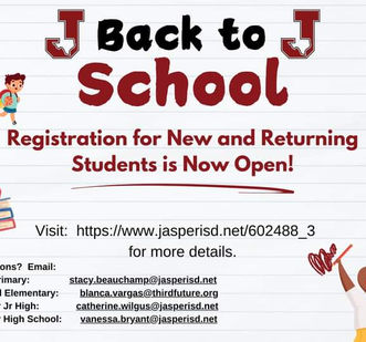Jasper ISD online registration is now open