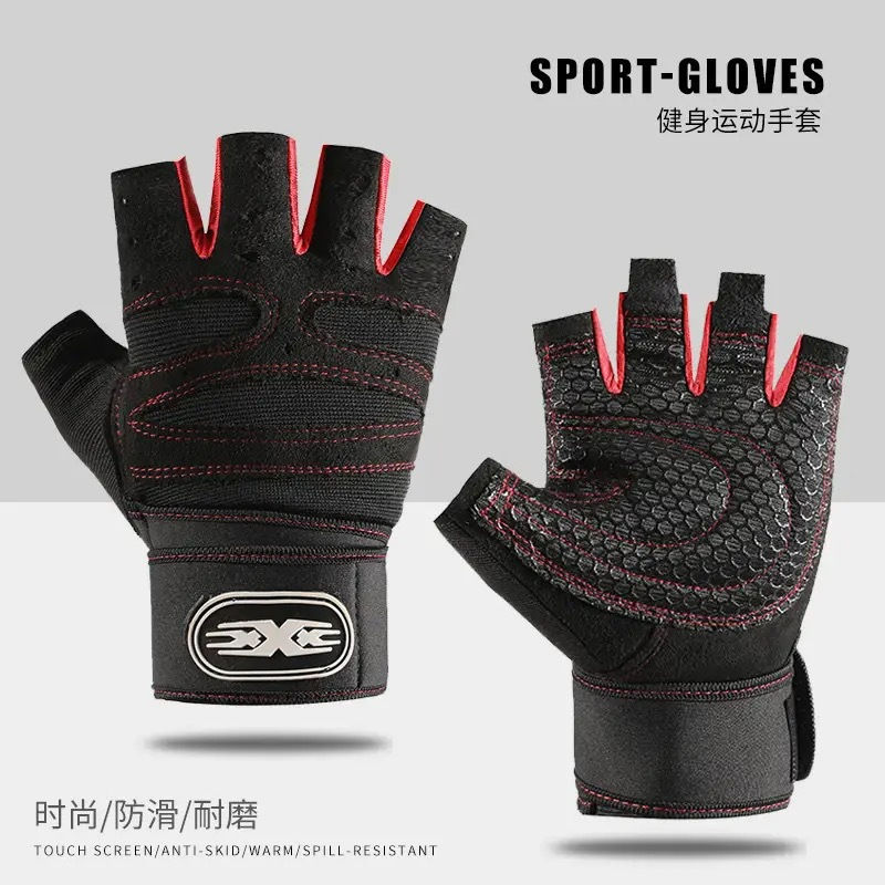 Thumbnail: Fitness Gloves Half-Finger Men's and Women's Non-Slip Breathable Summer Weightli