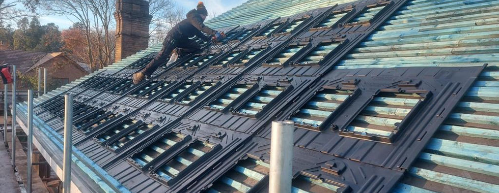 Integrated solar panel tray installation, Peterborough