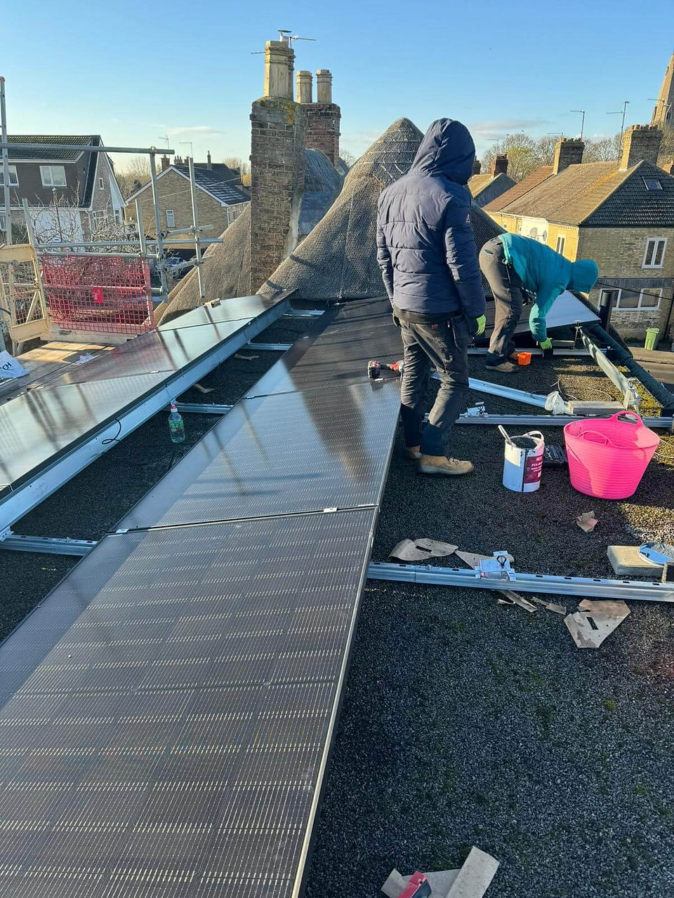 flat roof solar panels with van der valk mounting system, Peterborough