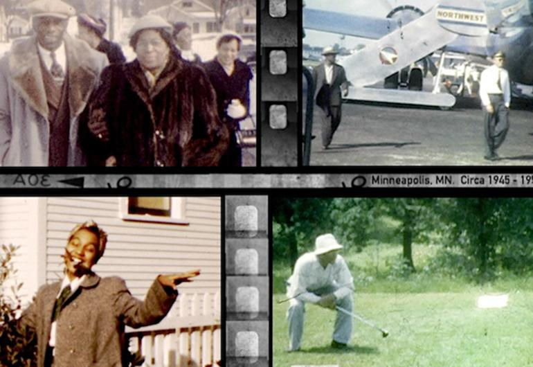 A collage of old film still depicting Black people enjoying life. 