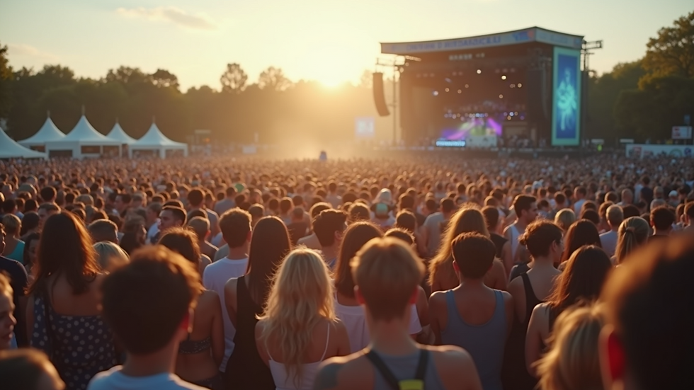 High angle view of crowds at a large outdoor event