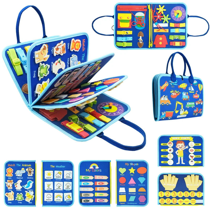 Miniatura: Montessori Busy Board For Toddlers Sensory Toy Preschool Early Learning Educatio