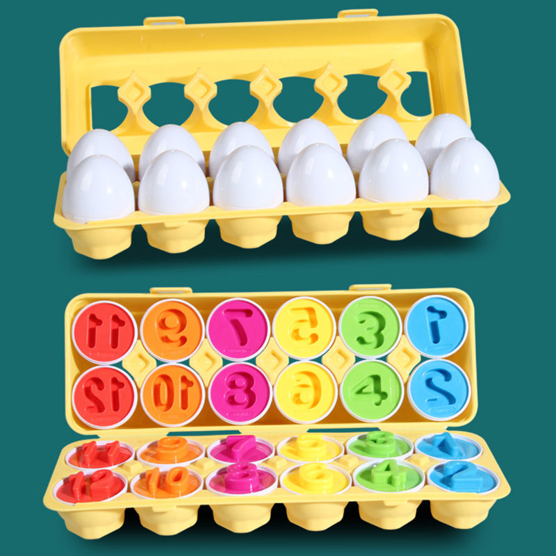 Miniatura: 12 Matching Eggs Montessori Sensory Baby Toys Easter Eggs Chicken Colors Shapes 