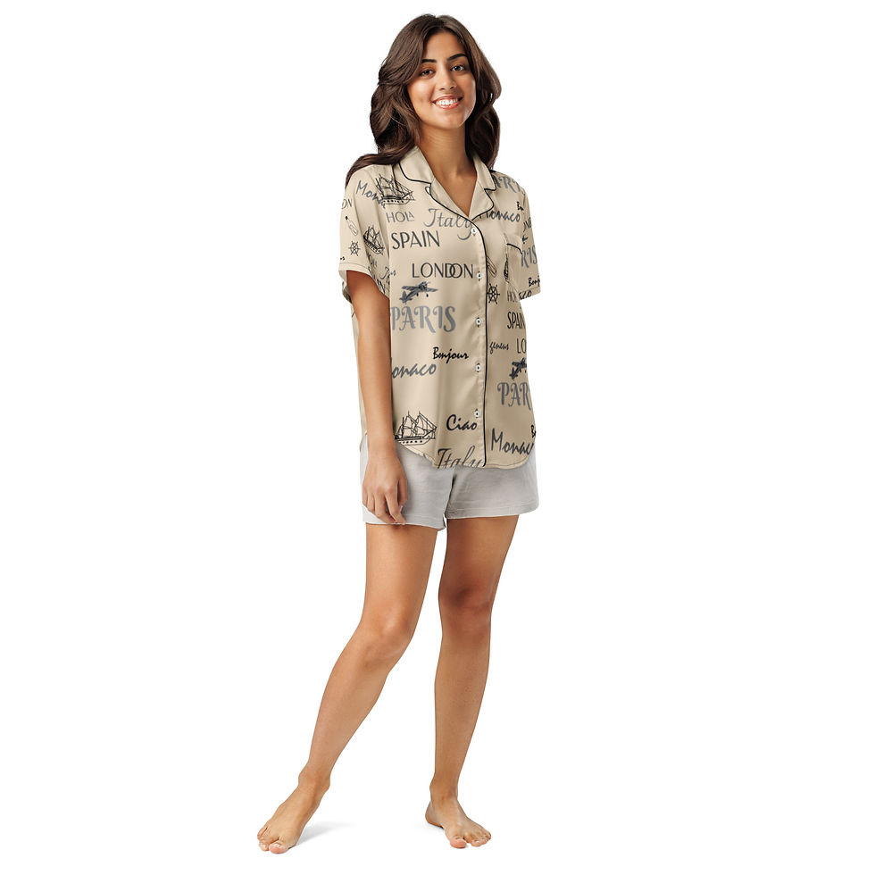 Thumbnail: PASSPORT Short Sleeve Pajama Top - Sand