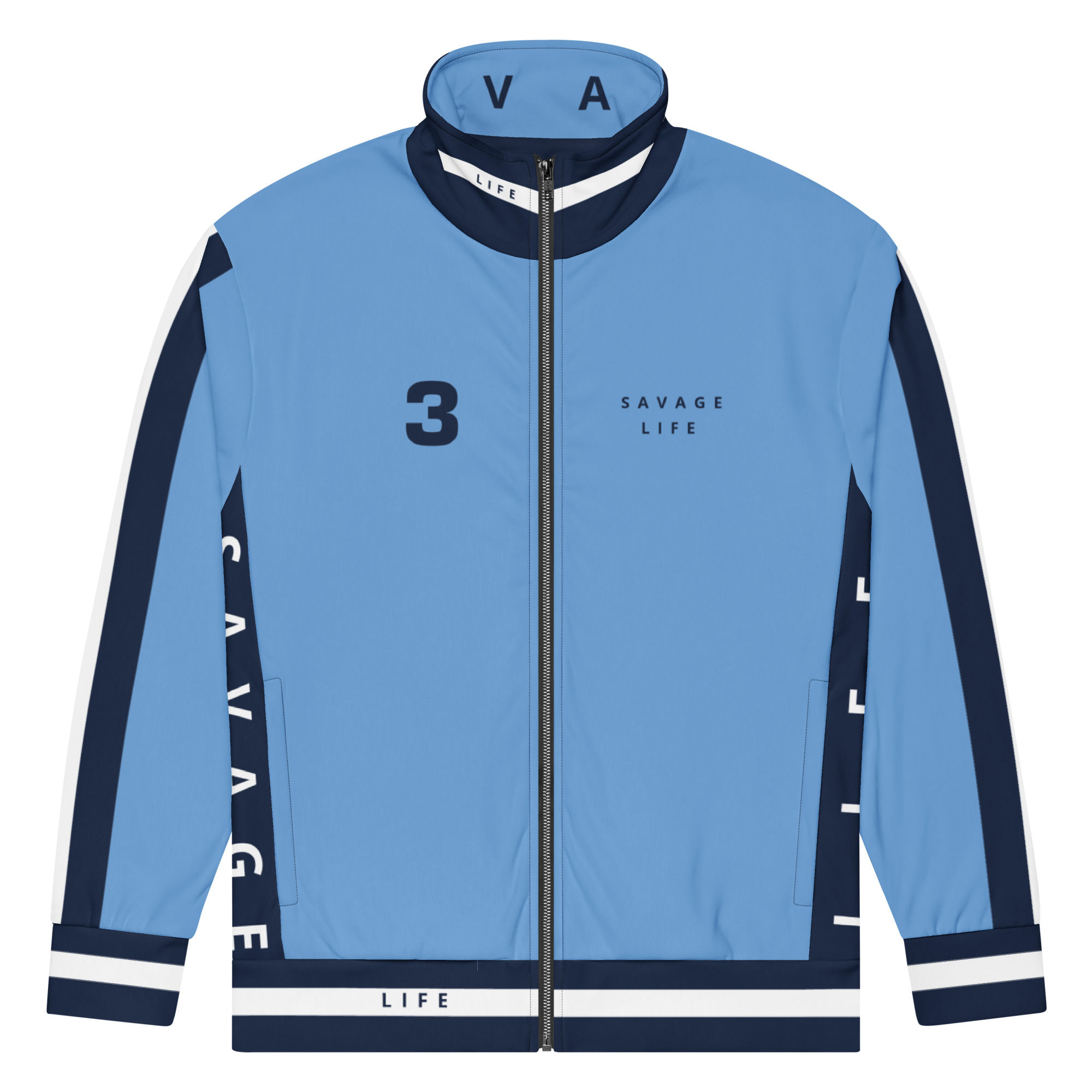 The SAVAGE LIFE Movie Custom Sport Jacket - Heather Gray - Sky Blue - Navy