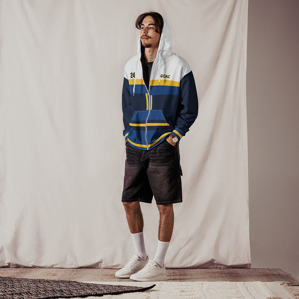 Thumbnail: GOAC Unisex Full Zip Hoodie - Navy, Royal Blue & Yellow