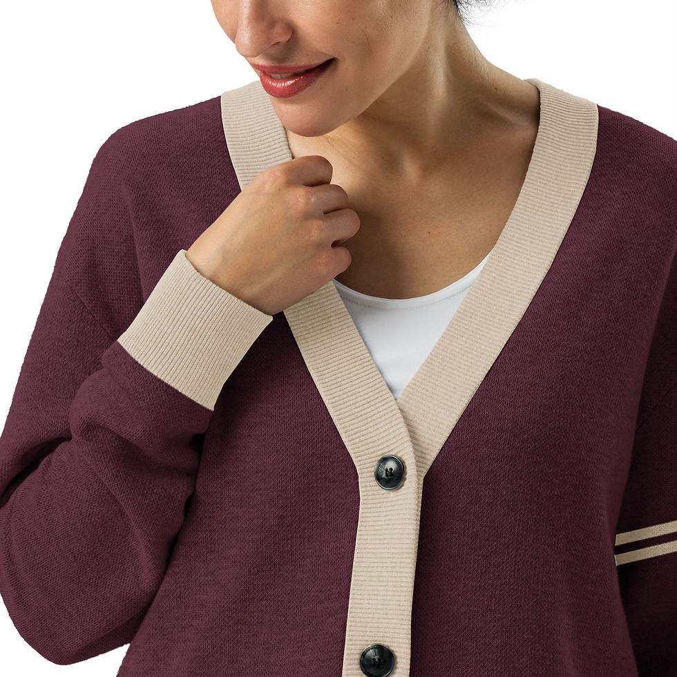 Thumbnail: gb Knitted Cardigan - burgundy - sand