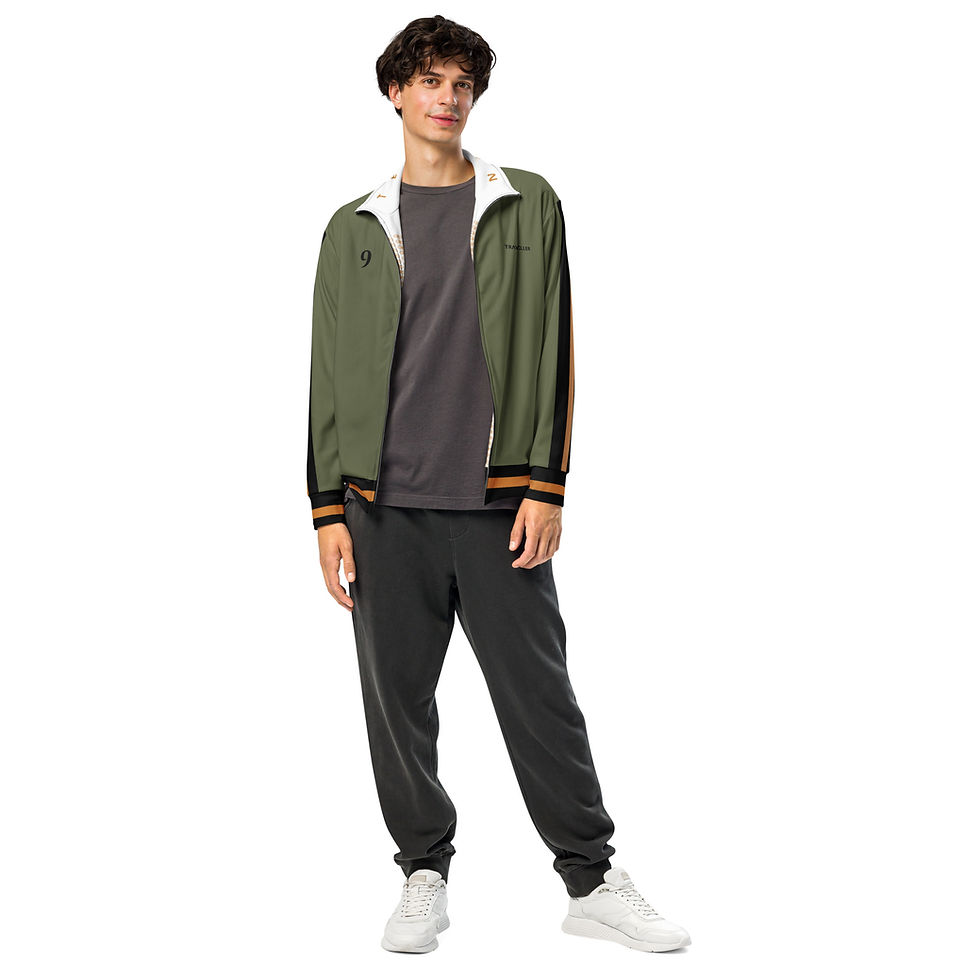 Thumbnail: TRAVELLER TERRAIN Track Jacket - Olive - Black- Bronze
