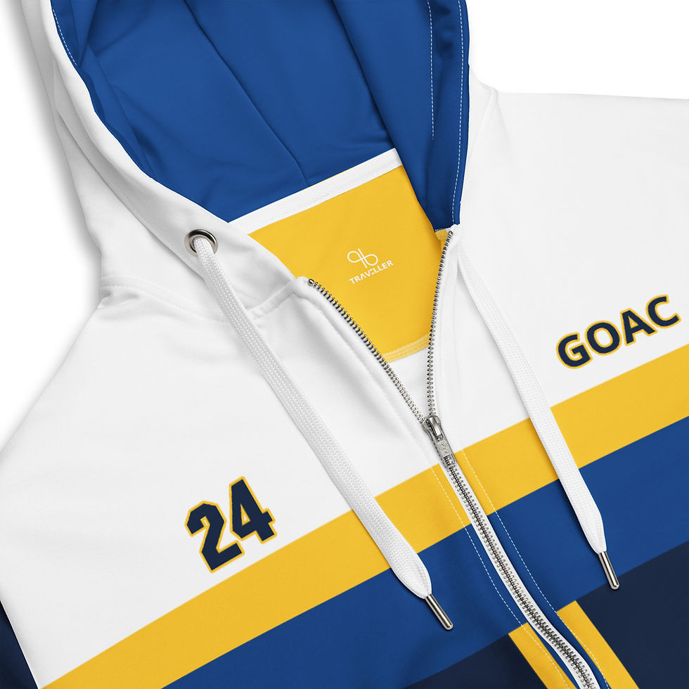 Thumbnail: GOAC Unisex Full Zip Hoodie - Navy, Royal Blue & Yellow