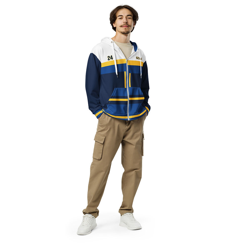 Thumbnail: GOAC Unisex Full Zip Hoodie - Navy, Royal Blue & Yellow