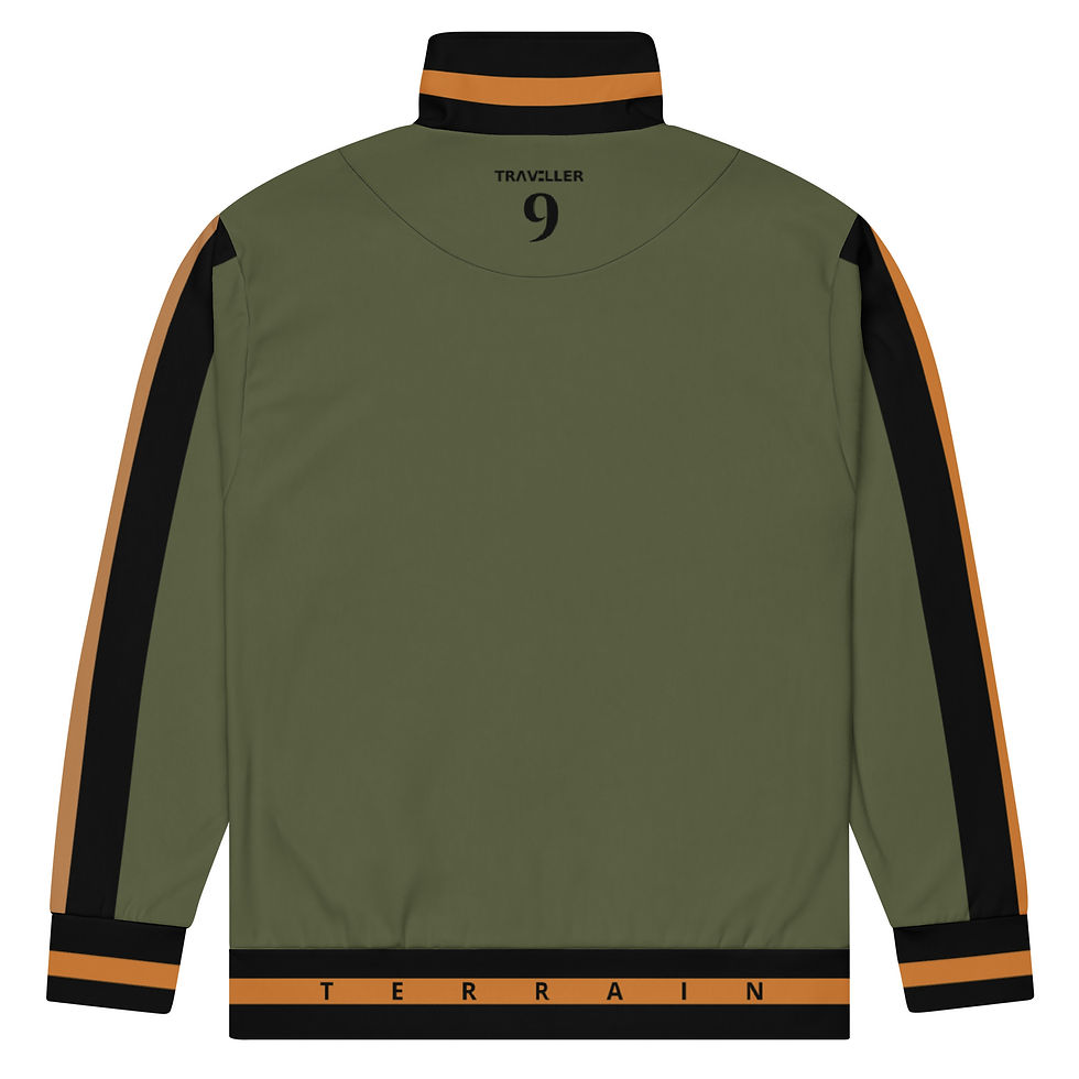 Thumbnail: TRAVELLER TERRAIN Track Jacket - Olive - Black- Bronze