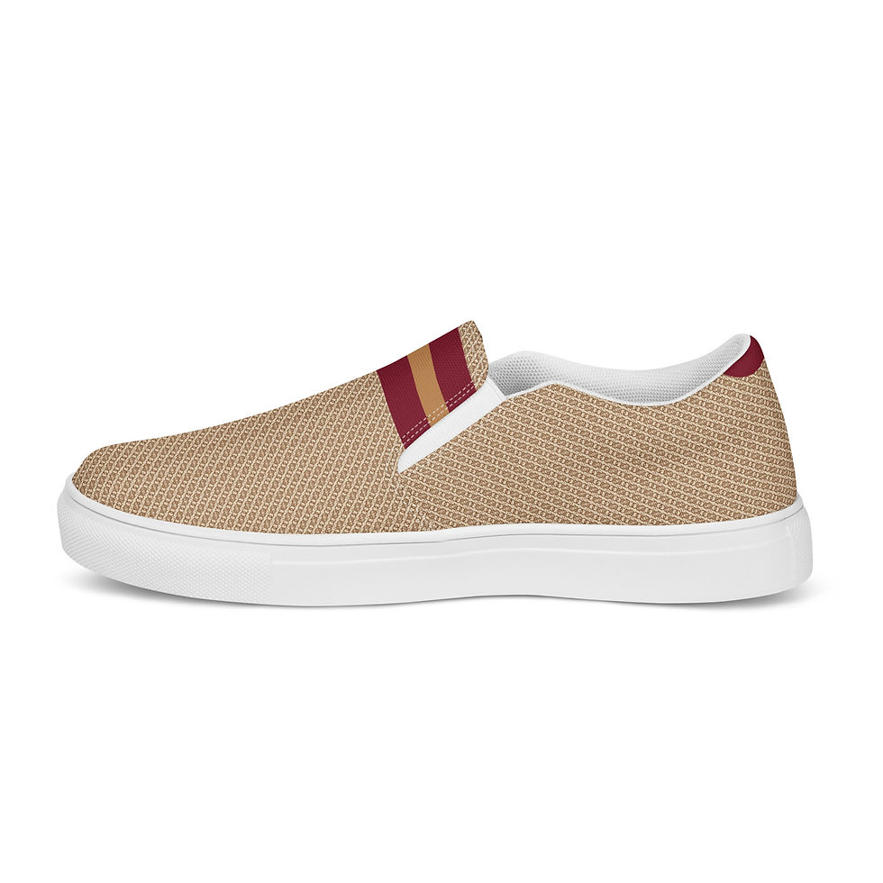 Thumbnail: The TRAVELLER Oxford slip-on canvas - Sand - Burgundy - Tan