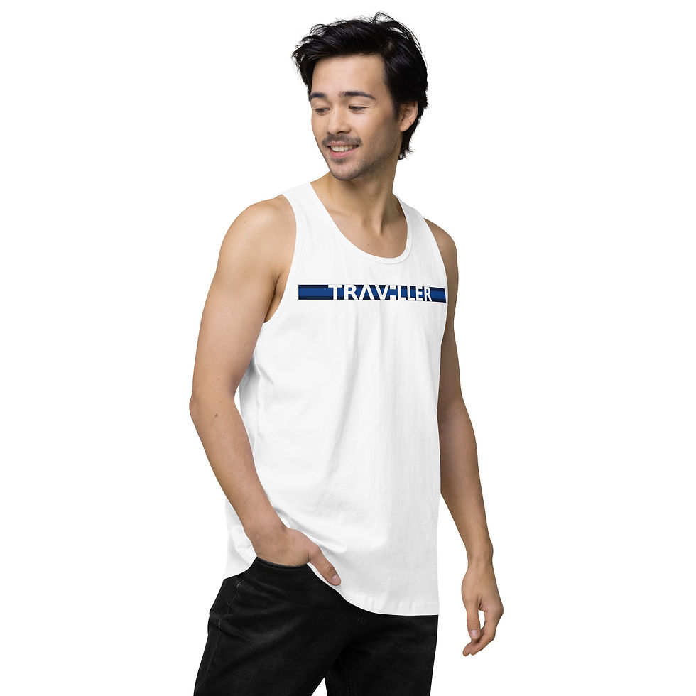 Thumbnail: TRAVELLER Swim Club Premium Tank - White - Royal - Navy