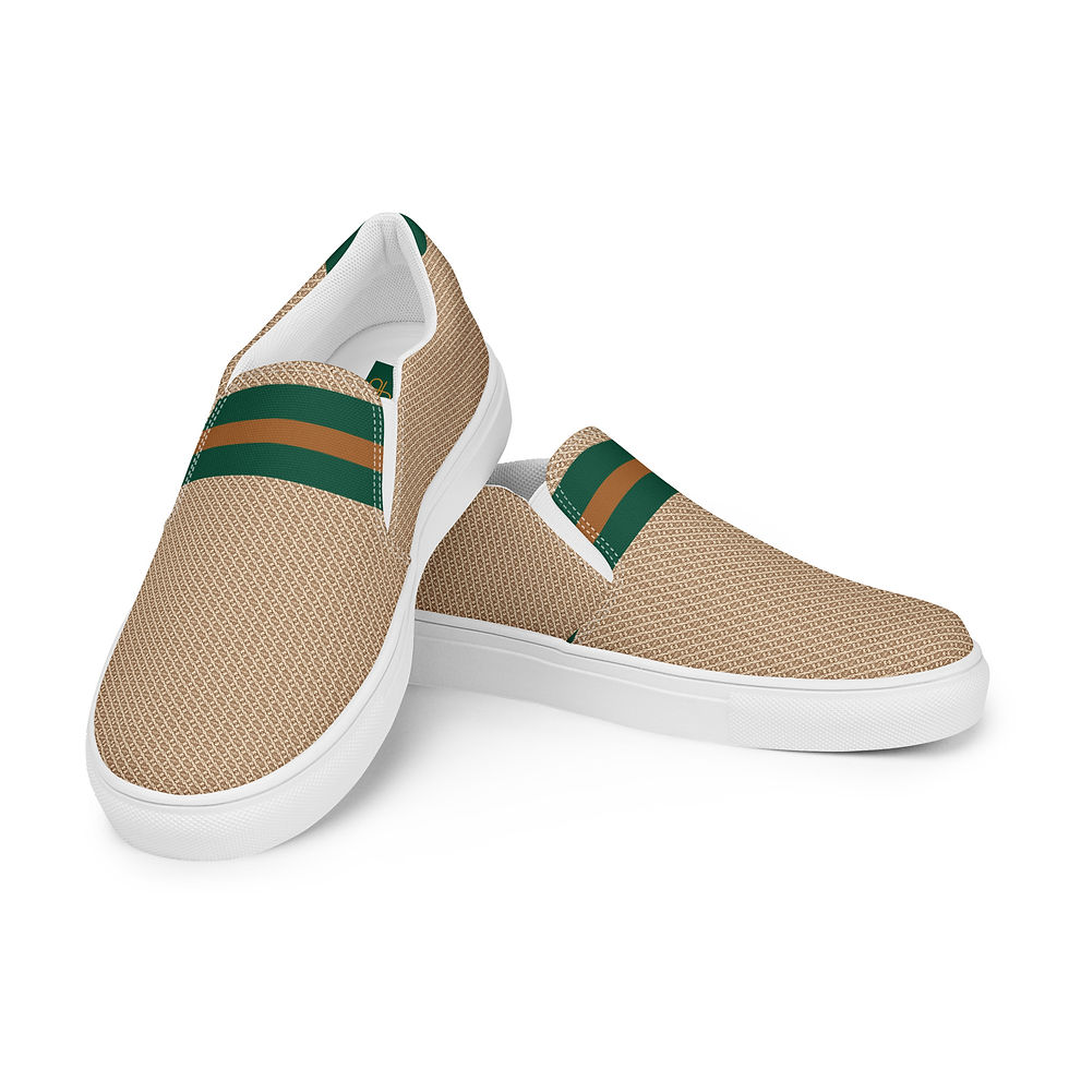 Thumbnail: The TRAVELLER Oxford slip-on canvas - Sand - British Green - Tan