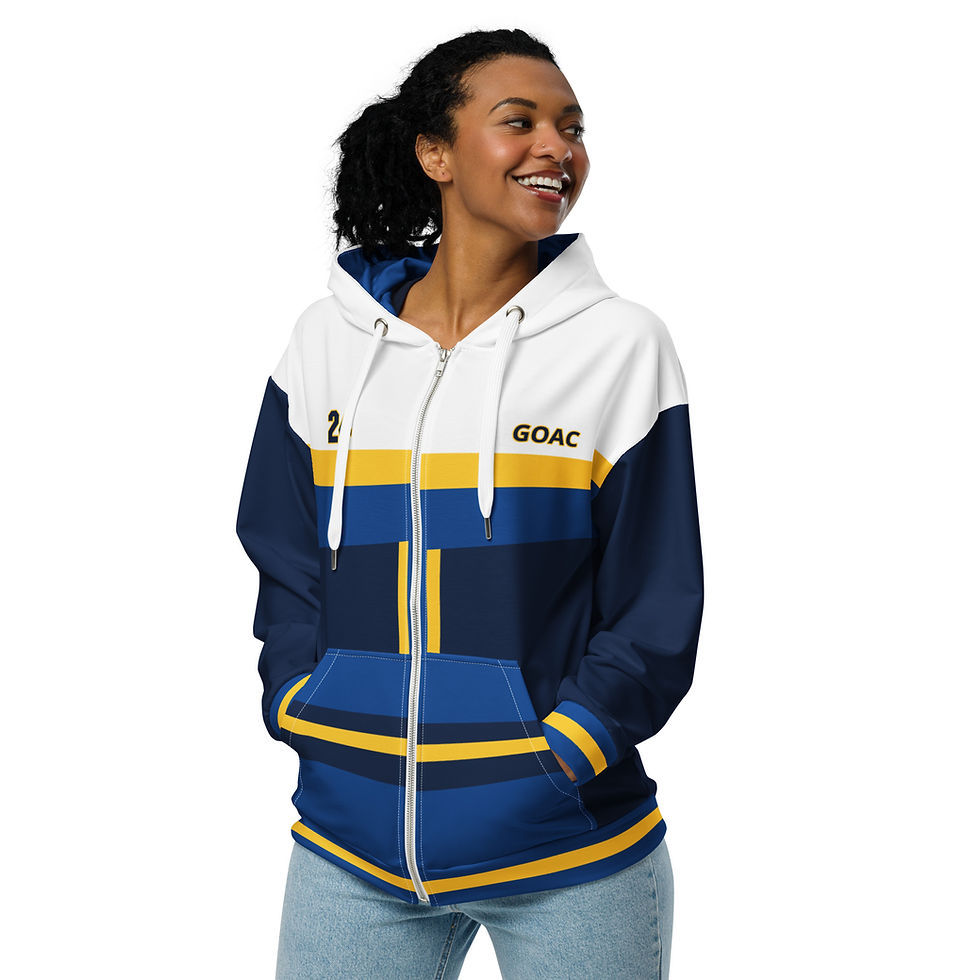 Thumbnail: GOAC Unisex Full Zip Hoodie - Navy, Royal Blue & Yellow
