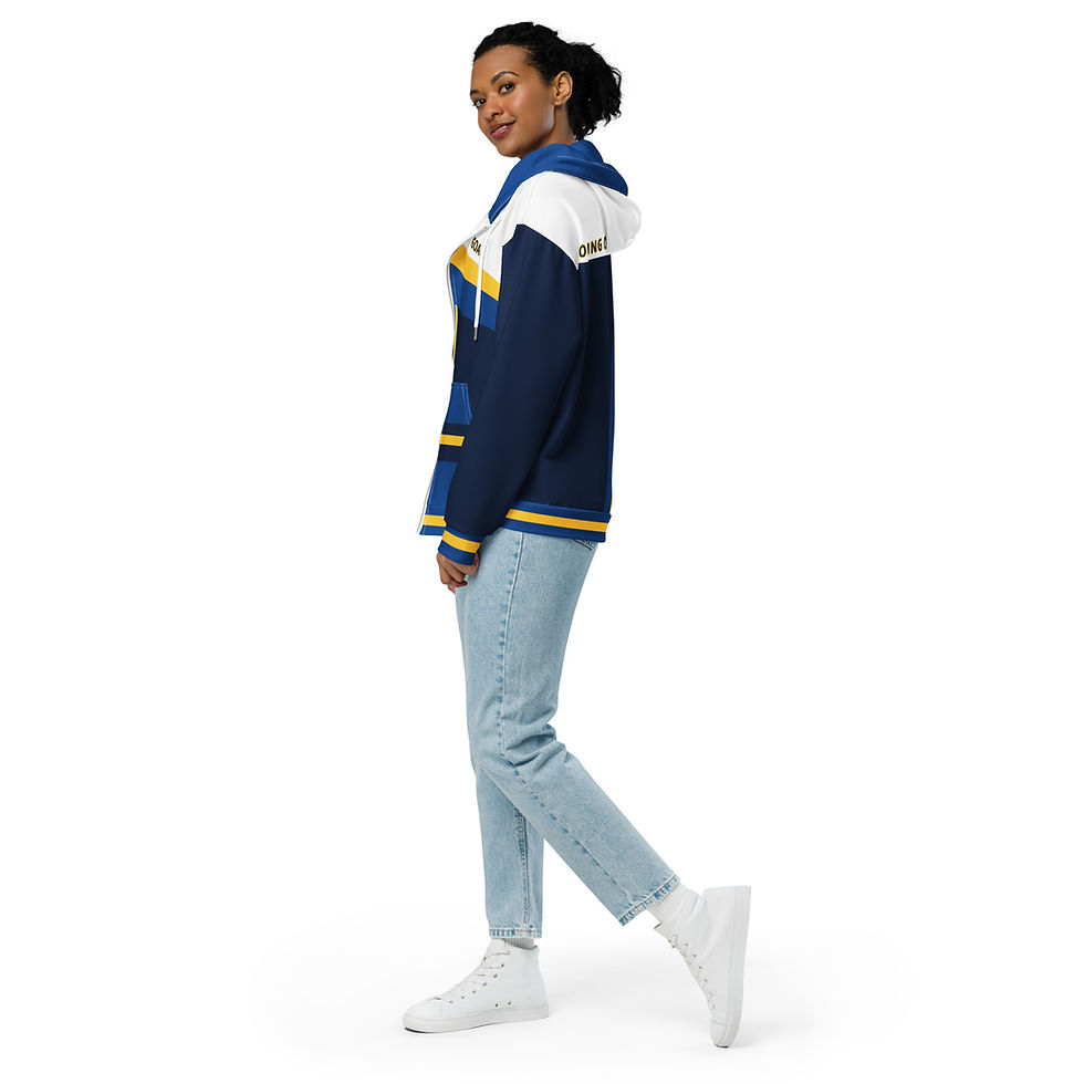 Thumbnail: GOAC Unisex Full Zip Hoodie - Navy, Royal Blue & Yellow