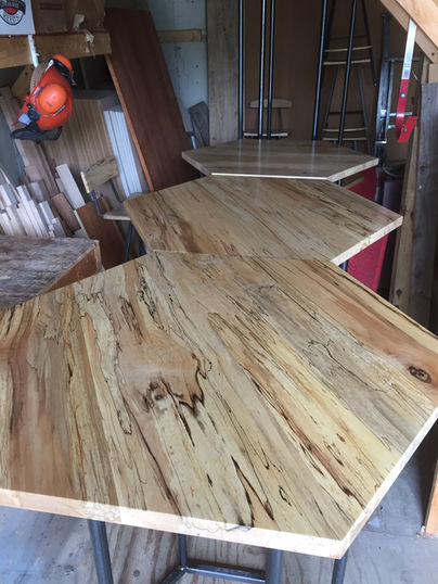 Rugged and Elegant Modern Industrial Vermont made restaurant furniture for Bar Hill and Caledonia Spirits.