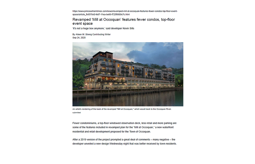 Revamped "Mill at Occoquan" features fewer condos, top floor event space