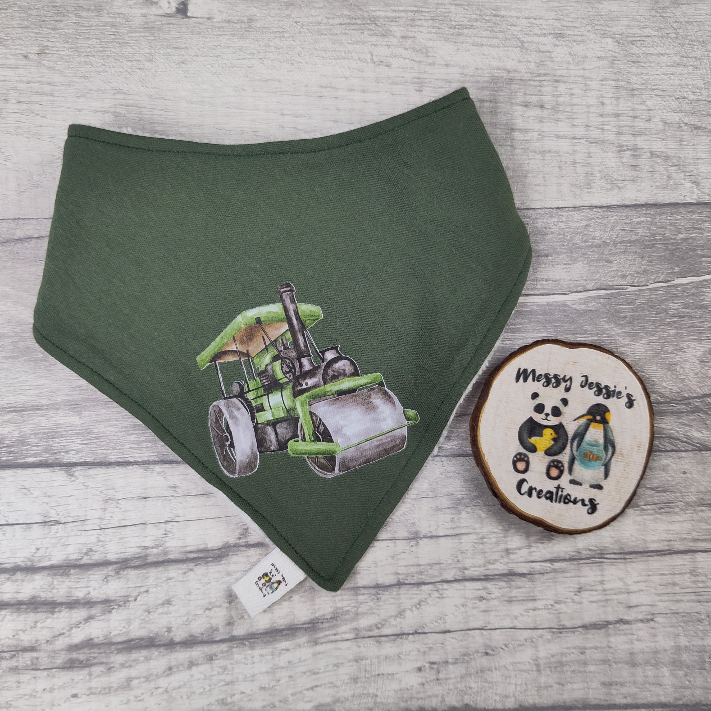 Steam roller green  Bibs
