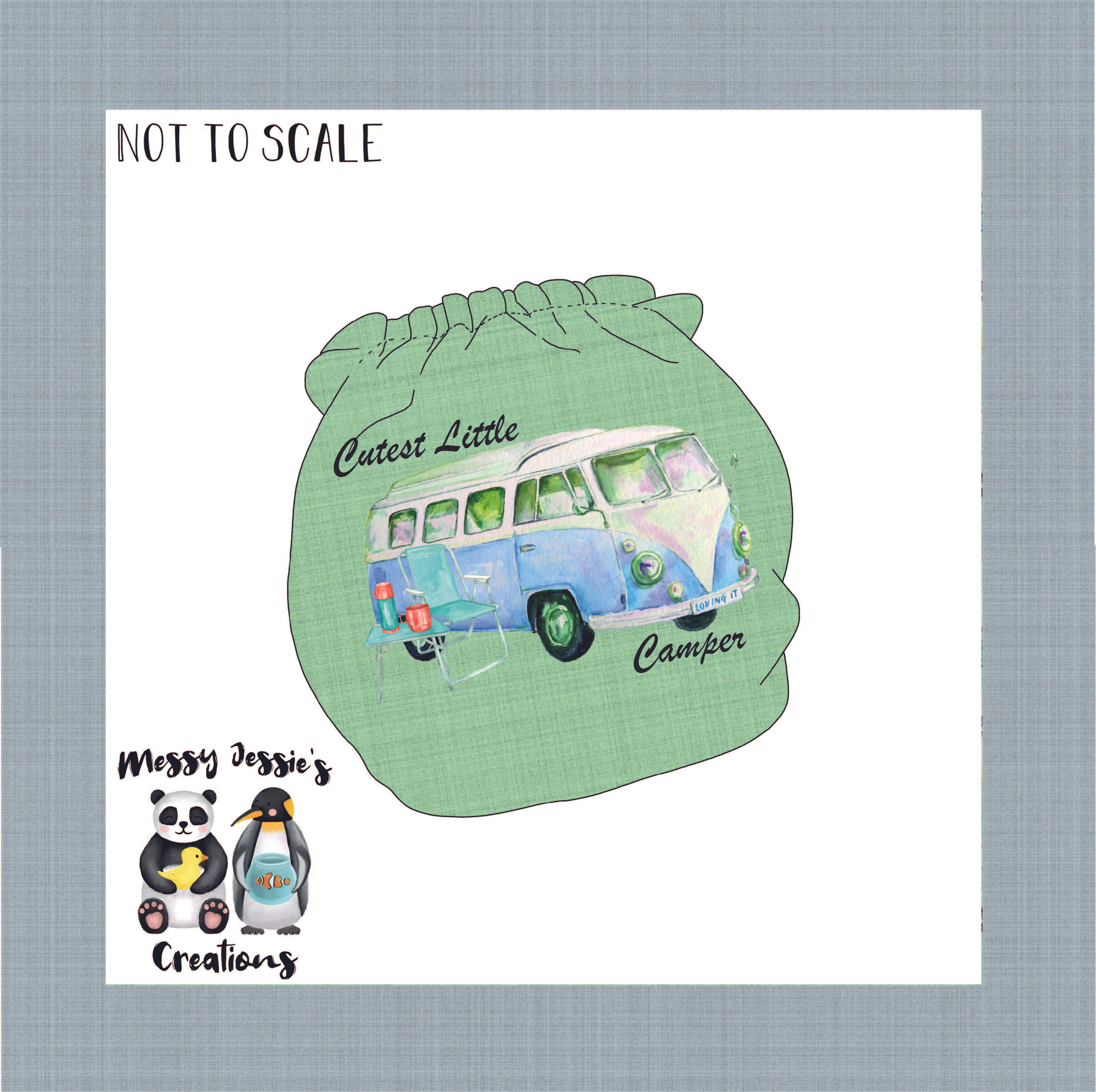 Nappies panel Cutest Little Camper Green