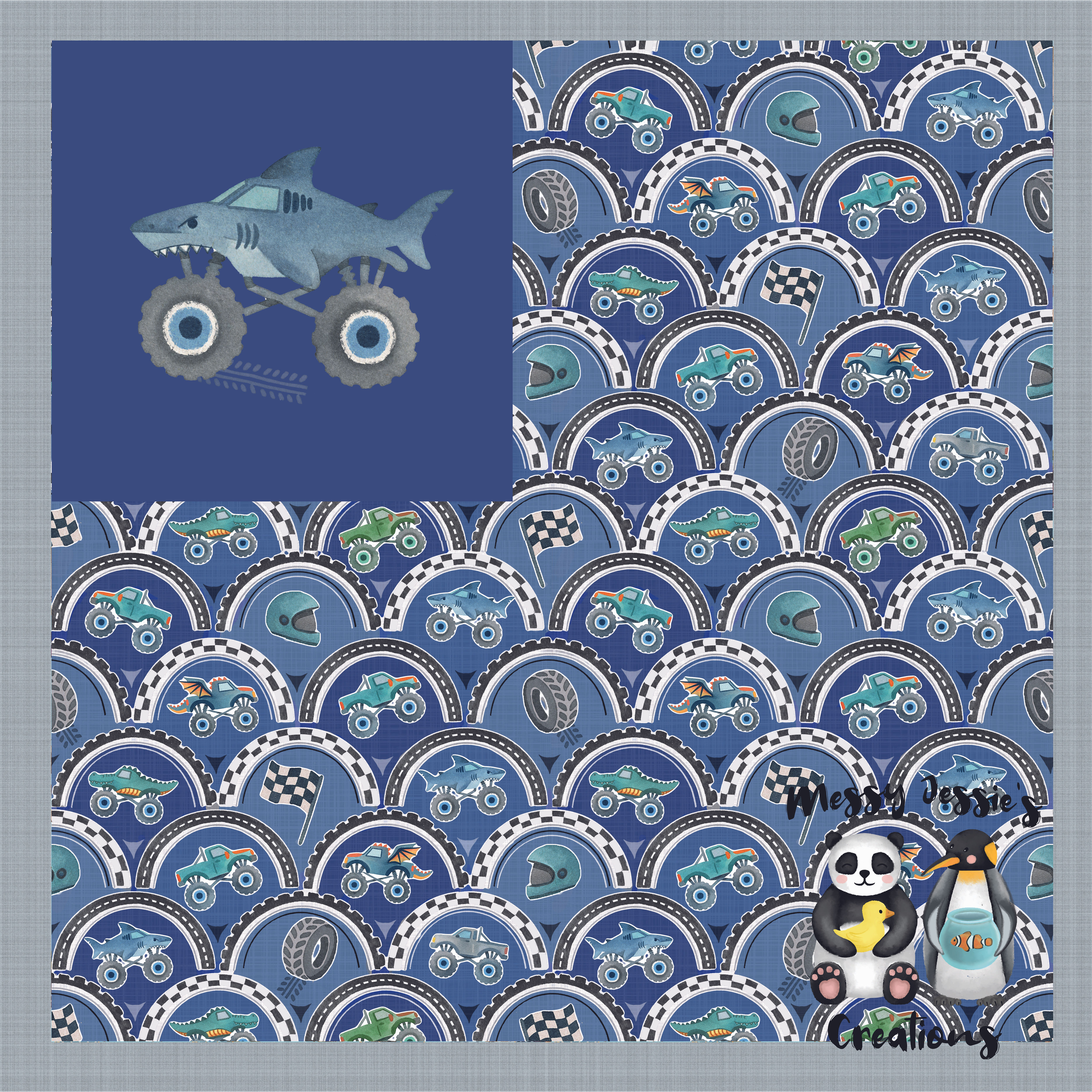 Monster truck mania panel Grow with me jumper/cardigans
