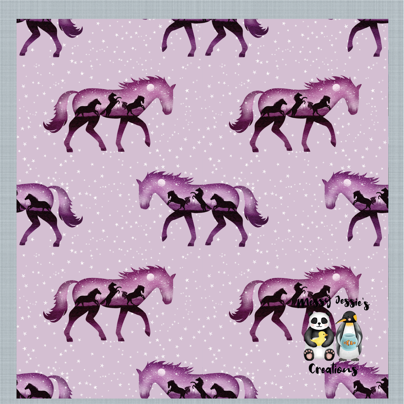 Silhouette horses pink