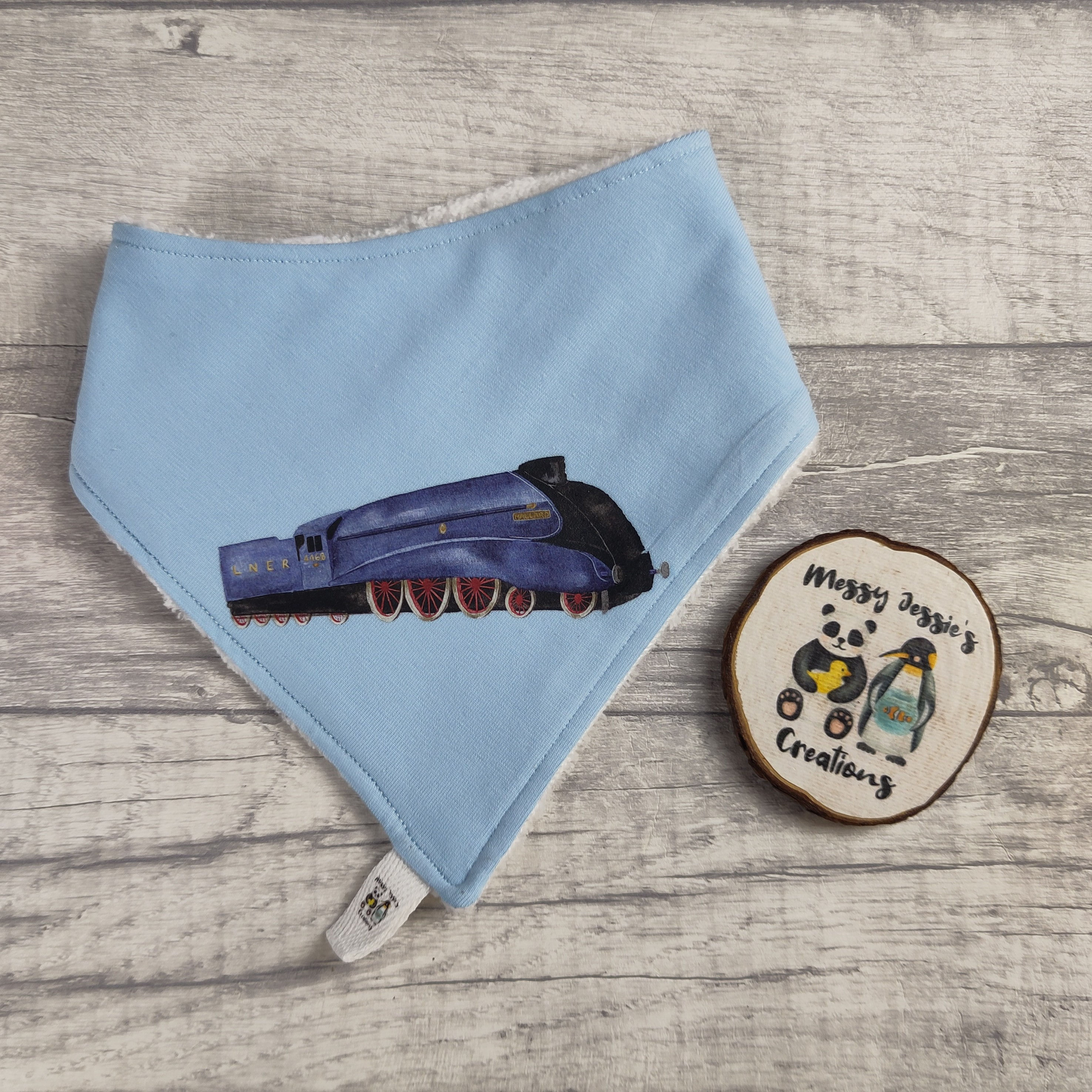 Mallard train blue Bibs