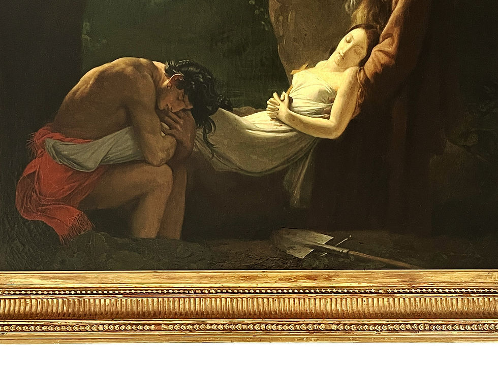 Thumbnail: Death Of Magdalene, Antique French Oil On Canvas Painting, 1800's