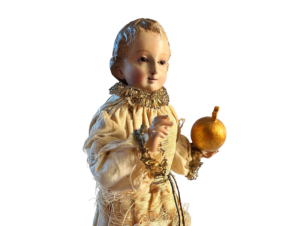 Thumbnail: A Precious Antique Spanish Santo, Jesus As A Child, Carved Wood, 1800's