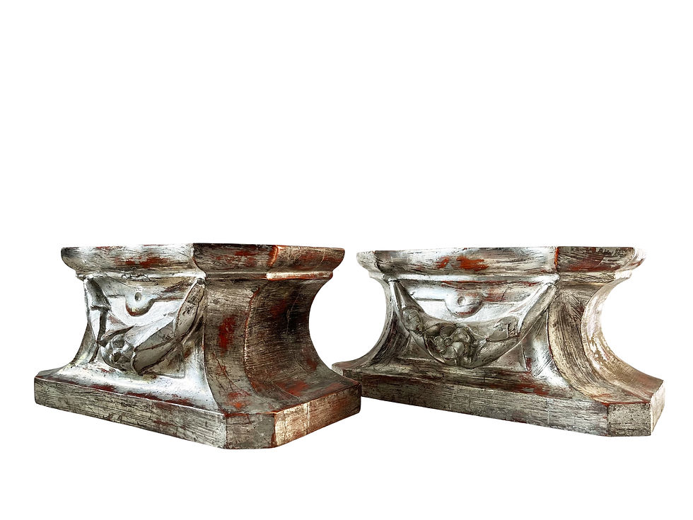 Thumbnail: A Pair Of Superb Antique Italian Stands Gilded In Silver, Carved Wood, 1800's