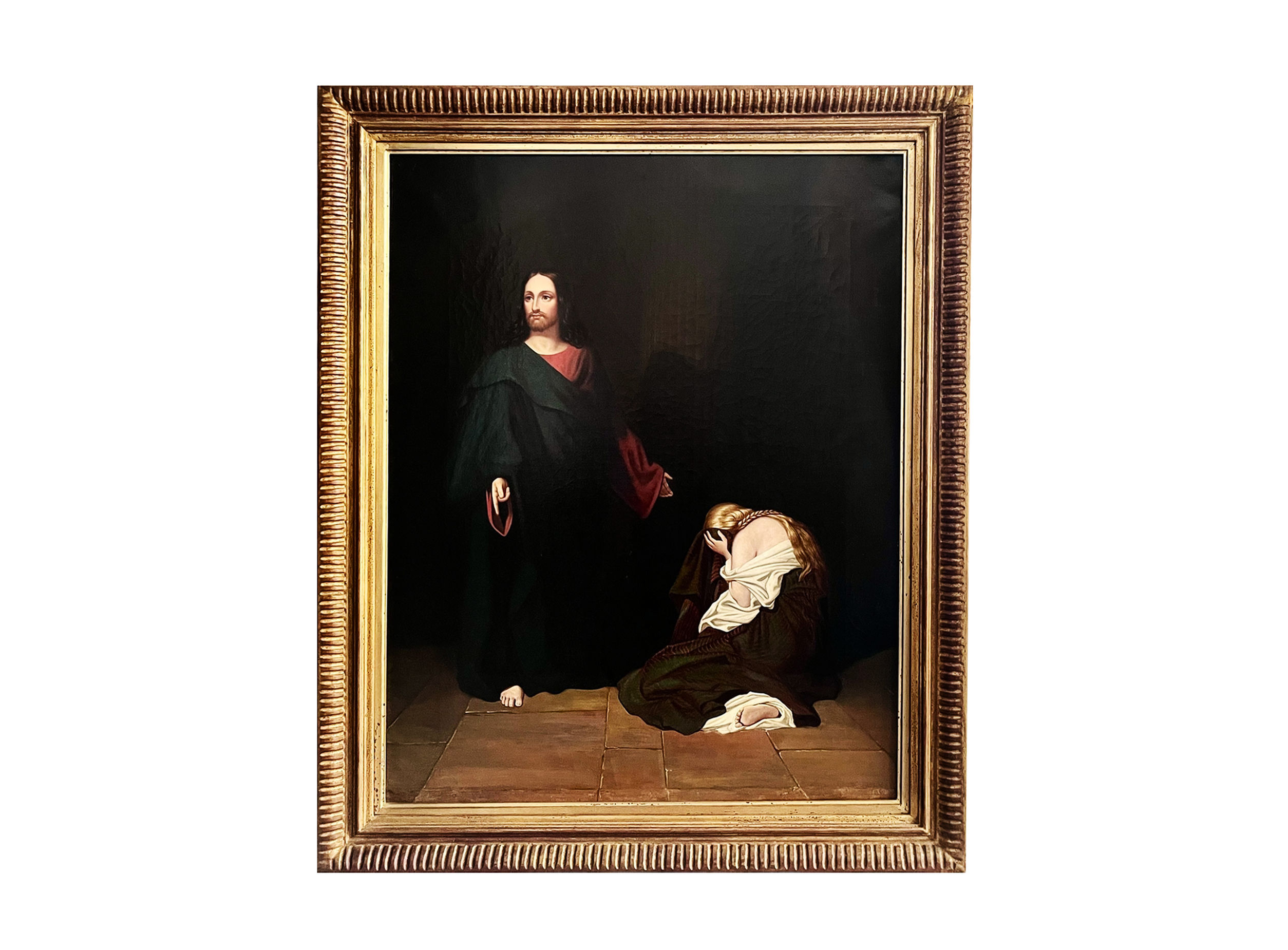 Mary Magdalene At the Feet Of Jesus, French Painting, Oil On Canvas, 1800's