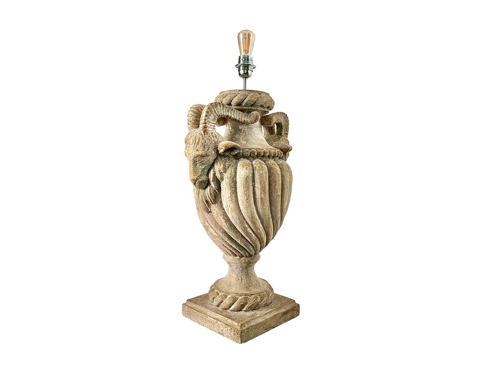 Thumbnail: A Stunning Antique Italian Hand Carved Wood Urn, Table Lamp Base, 1800's